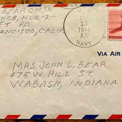 Letter - Robert Milner Bear to Mom, Mrs. John L. Bear (Postmarked Apr.13, 1944)