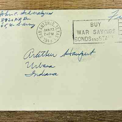 Letter - Pvt. John C, Schmalzried to Arthur Haupert (Jan. 23, 1943)