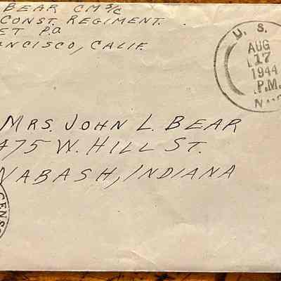 Letter - Robert Milner Bear to Mom, Mrs. John L. Bear (Postmarked Aug. 17, 1944)