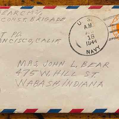 Letter - Robert Milner Bear to Mom, Mrs. John L. Bear (Postmarked Apr. 18, 1944)
