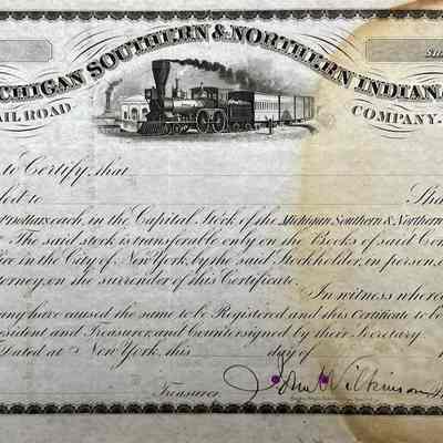 Michigan Southern & Northern Indiana Rail Road Company - Stock Certificate