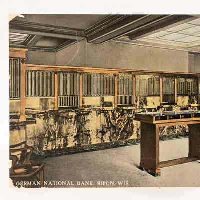 Postcard of German National Bank interior. Postmark Jan. 17, 1914