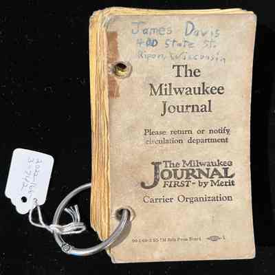 Milwaukee Journal Carrier Record Book