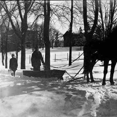 Snowplowing with Horse Early 1900s
