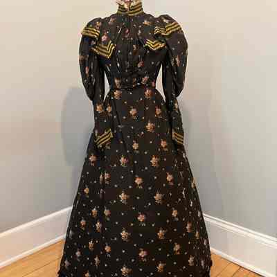 Black Dress, Floral Print, 1893