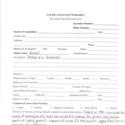 previous inventory worksheet (no accession #)
