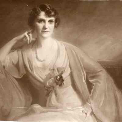 Coe_Caroline_007: Portrait of Caroline Coe posed on couch and wearing pearls (Peter A. Juley & Son)
