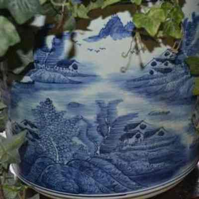 Planter, Blue and White
