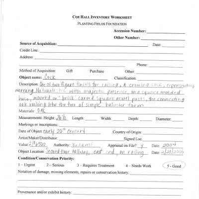 previous inventory worksheet (no accession #)