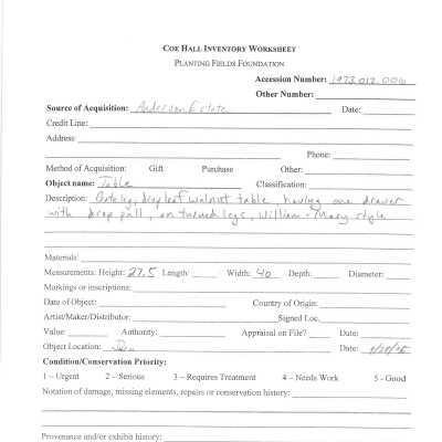previous inventory worksheet