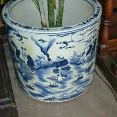 Planter, Blue and White