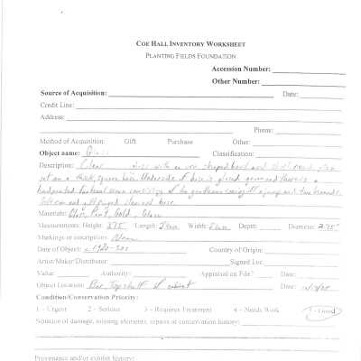previous inventory sheet (no accession #)