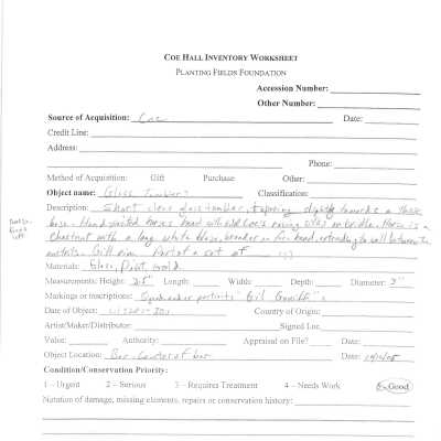 previous inventory worksheet (no accession #)