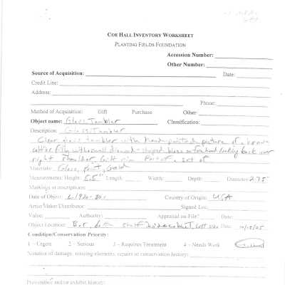 previous inventory worksheet (no accession #)