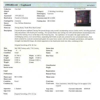 From physical object file, uploaded 8/2024