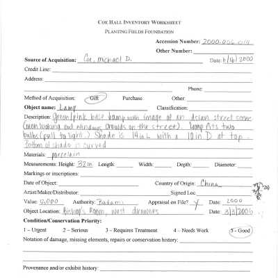 Previous inventory - incorrect accession number