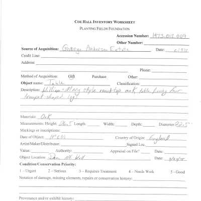 previous inventory sheet