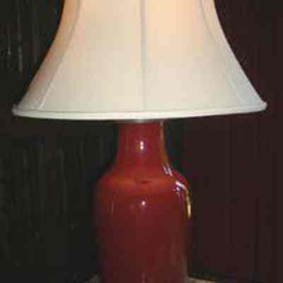 Sang-De-Boeuf (Oxblood) Chinese Porcelain Lamp, with Flambe' Glaze