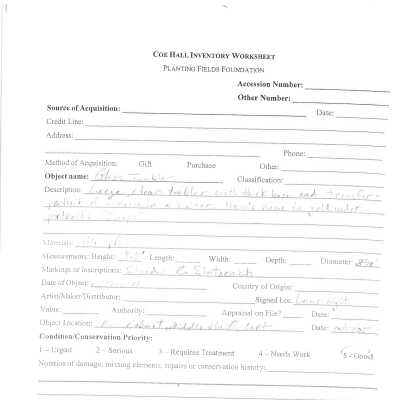 previous inventory worksheet (no accession #)
