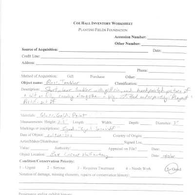 previous inventory worksheet (no accession #)