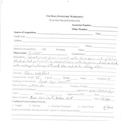 previous inventory worksheet (no accession #)
