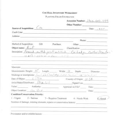 previous inventory sheet