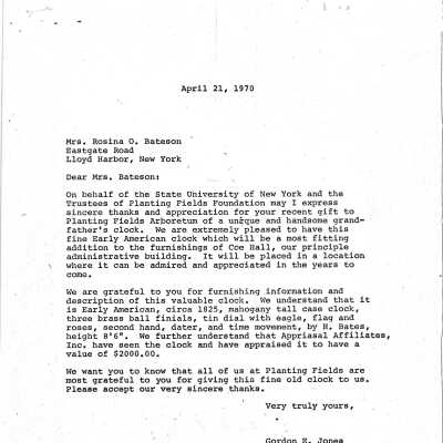 appraisal and letter of thanks for donation