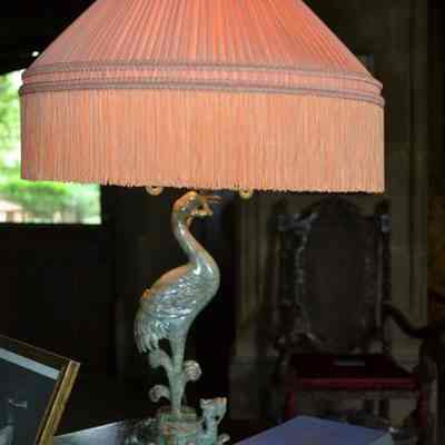 Chinese Carved Hardstone Crane Lamp