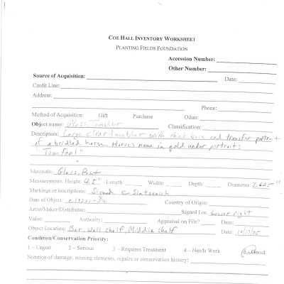 previous inventory worksheet (no accession #)