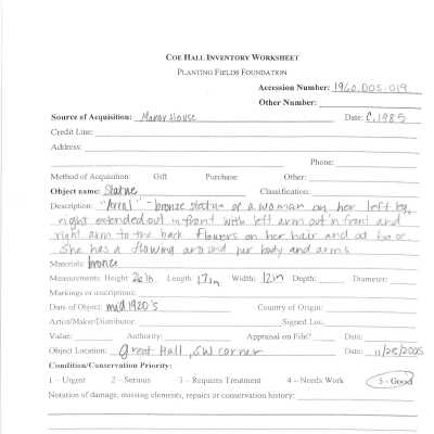 previous inventory worksheet (incorrect accession #)