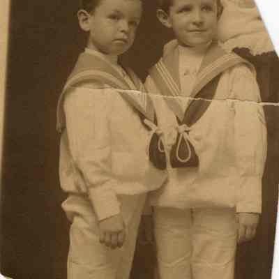 Coe_Family_006: Portrait of William Rogers Coe and Robert D. Coe in sailor outfit