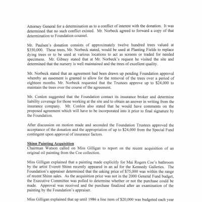 Board of Trustees meeting mentioning acquisition of Shinn panel