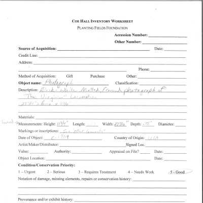 previous inventory worksheet (no accession #)