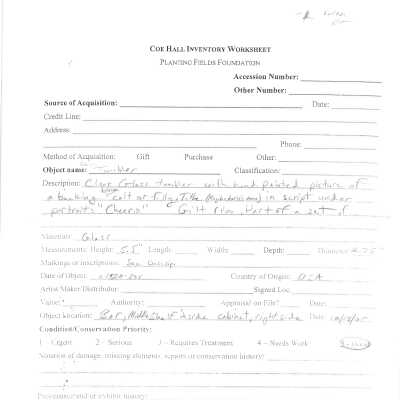 previous inventory worksheet (no accession #)
