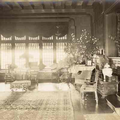 Byrne_016: Interior of Great Hall facing window with steps in periphery