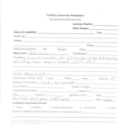 previous inventory worksheet (no accession #)