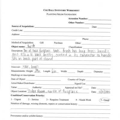 previous inventory worksheet (no accession #)