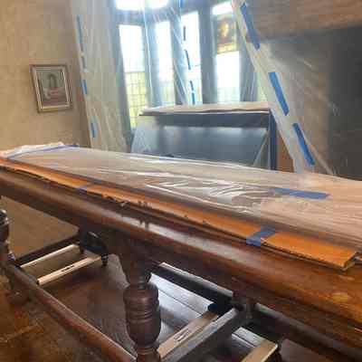 Packing of screen before Dining Room floor restoration August 2024