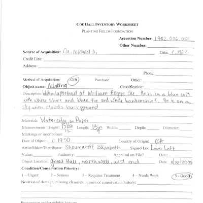 previous inventory worksheet