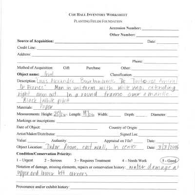 previous inventory worksheet (no accession #)