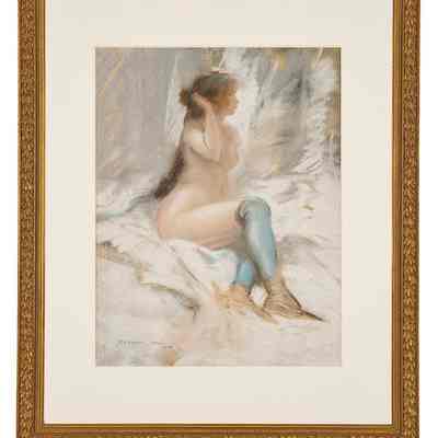 Lady in Blue Stockings