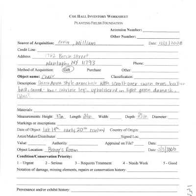 Previous inventory worksheet