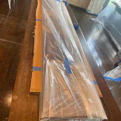 Packing of screen before Dining Room floor restoration August 2024