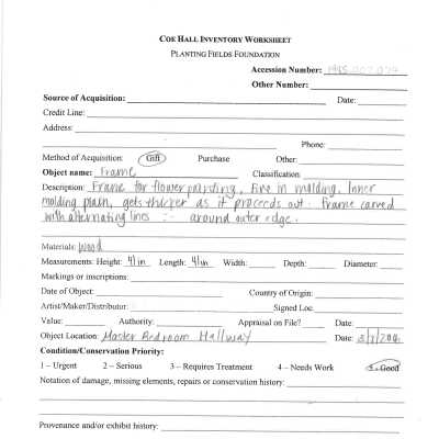 previous inventory worksheet