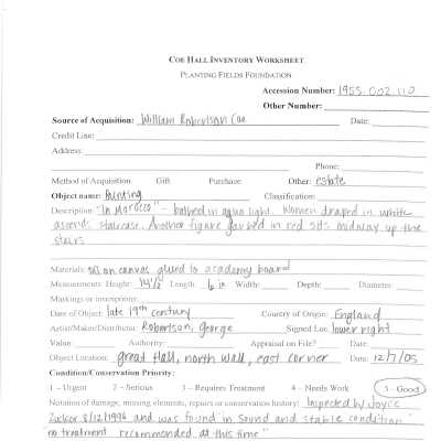previous inventory worksheet