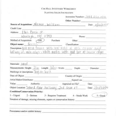 previous inventory sheet