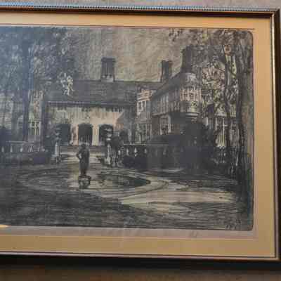 Print of Coe Hall, View of Pool Garden