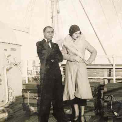Coe_Natalie_038: Natalie Coe and Leonardo Vitetti on deck of ship