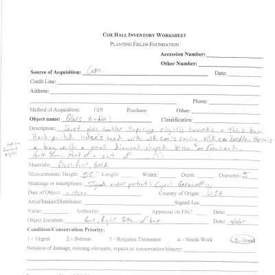 previous inventory worksheet (no accession #)