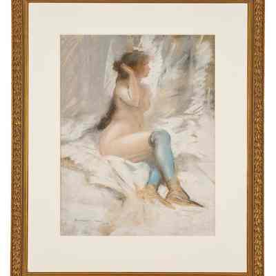 Frame for Everett Shinn's Pastel Drawing, Lady in Blue Stockings